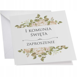 Zaproszenie Komunia Święta + Koperta Kwiaty Y7