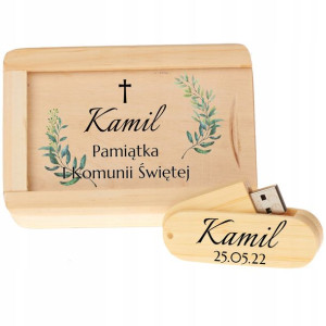 Pamiątka Komunia Pendrive Drewniany Nadruk 16gb Y3