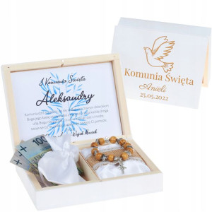 Pamiątka Komunia Świeta Prezent Różaniec Y3