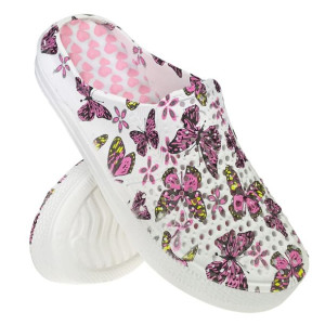 Chodaki damskie kroksy piankowe ogrodowe lekkie Floral różowe motyle 37
