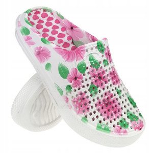 Chodaki damskie kroksy piankowe ogrodowe lekkie Floral różowe kwiaty 39
