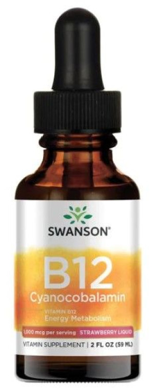 Swanson Witamina B12 Krople 59ml Anemia Zmęczenie