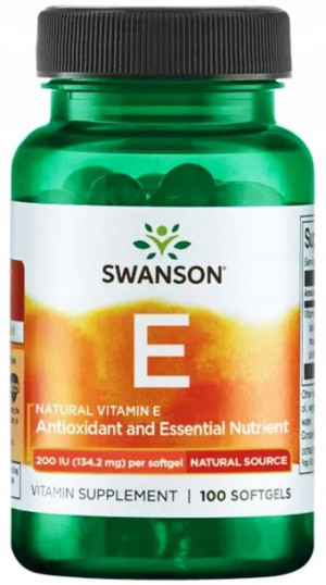 Swanson Witamina E Naturalna 200IU 100kaps. Serce