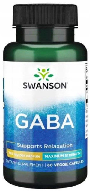 Swanson GABA forte 750mg Kwas Gamma Aminomasłowy