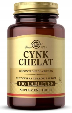 SOLGAR Cynk chelat aminokwasowy 100 tabletek
