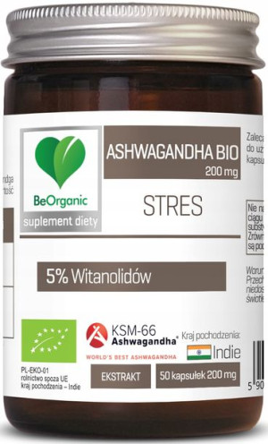 Ashwagandha BIO 200mg KSM-66 BeOrganic STRES