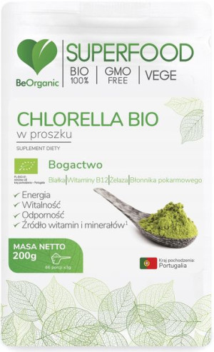 Aliness CHLORELLA BIO w proszku 200g BeOrganic