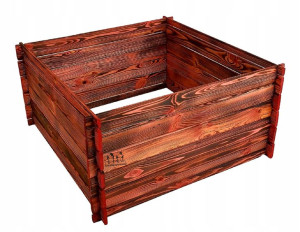 Duży Kompostownik Ogrodowy Drewniany 400L Zbiornik 95x95x46 KOM1 OPAL CB
