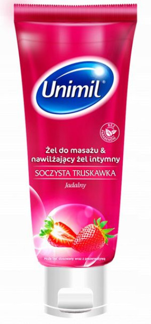 Żel do masażu Unimil JADALNY 200ml Truskawka