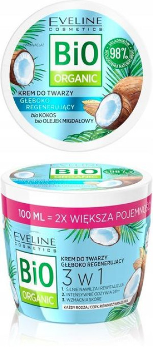 EVELINE Bio Organic KREM DO TWARZY 3w1 kokos
