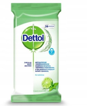Dettol Chusteczki Czyszczące Limonka Mięta 36szt