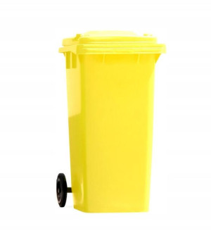 Kosz na śmieci na plastik żółty na kółkach 240 l