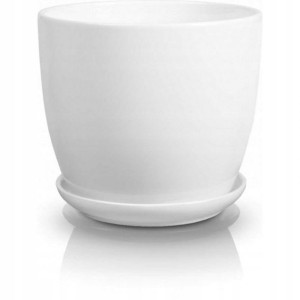 Doniczka ceramiczna z podstawką biała 15 cm
