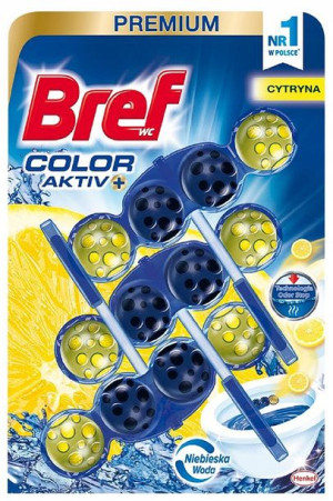 Zawieszka do toalety Bref Color Aktiv+ cytryna 3x50g