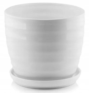 Doniczka ceramiczna biała z podstawką 15 cm