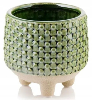 Osłonka ceramiczna na nóżkach zielona 16 cm