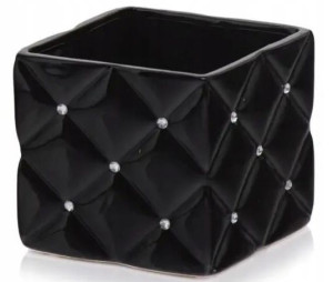 Osłonka ceramiczna czarna kwadratowa glamour 14 cm