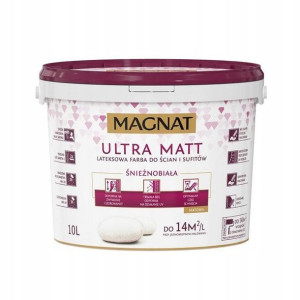 Farba lateksowa do ścian i sufitów Magnat Ultra Matt 10L biała