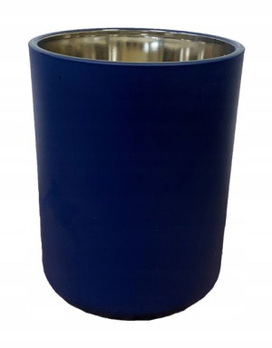 Świecznik szklany glamour na tealight niebieski 12,5x10