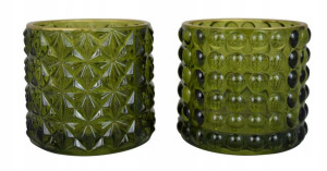 Świecznik świąteczny na tealight ozdobny zielony 8 cm