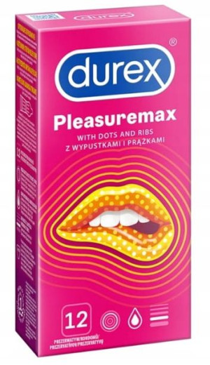 DUREX PLEASUREMAX Prezerwatywy 12 sztuk PRĄŻKOWANE