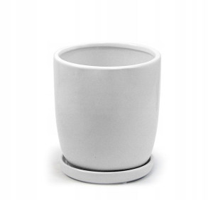 Doniczka ceramiczna z podstawką biała 18,5 cm