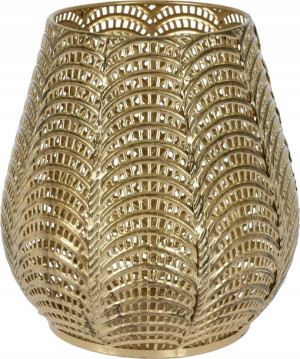 Świecznik metalowy złoty ażurowy ozdobny 17 cm