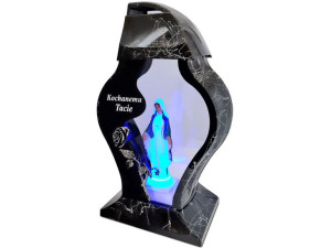 Znicz Tata Tacie Far Czarny Marmur+figurka Led