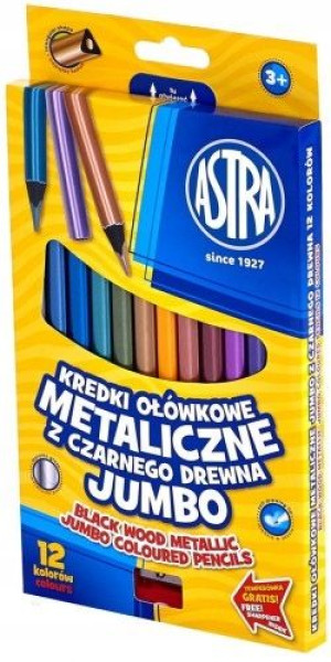 Kredki ołówkowe metaliczne 12 kolorów Jumbo