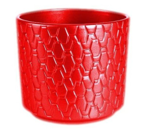 Osłonka Ceramiczna Doniczka Ozdobna Czerwona 14 Cm