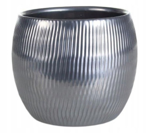 Osłonka ceramiczna na doniczkę srebrna 13 x 11,5 cm