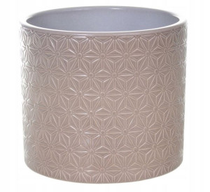Doniczka Osłonka Ceramiczna Walec Beżowa 15 Cm