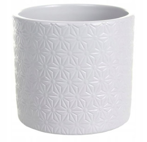 Osłonka ceramiczna na doniczkę walec biała 15 cm