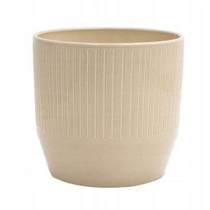 Osłonka ceramiczna na doniczkę beżowa 17 cm