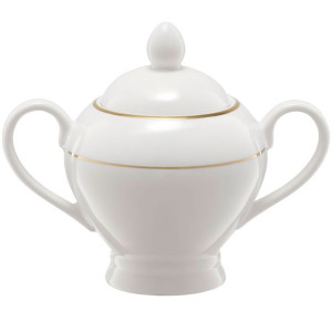 Cukiernica Z Przykrywką Porcelanowa Biała Złota