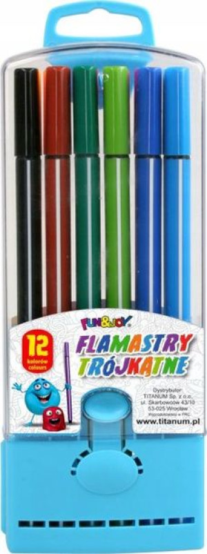 Flamastry cienkopisy trójkątne 12 szt Fun&Joy