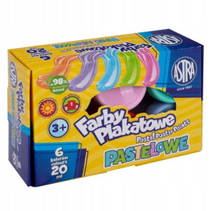 Farby plakatowe pastelowe 6 kolorów 20 ml