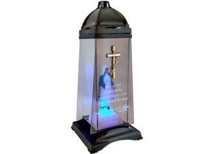 Znicz Lampion Kpl2 Krzyż Złoto+figurka Led