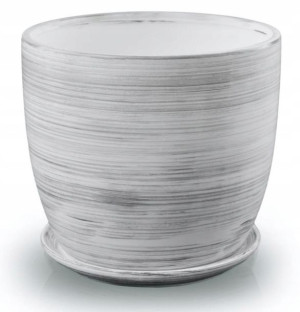 Osłonka na doniczkę z podstawką ceramiczna szara 13 cm