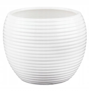Osłonka na doniczkę ceramiczna biała kula 16 cm