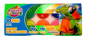 Farby plakatowe brokat fluo 10 kolorów 20 ml