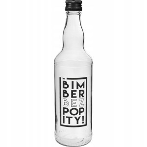 Szklana butelka z napisem Bimber Bez Popity 0,5 l