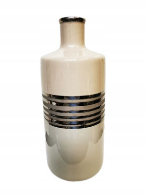Wazon dekoracyjny ceramiczny beżowo-szary 29 cm