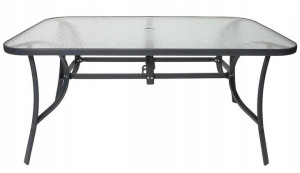 Stół ogrodowy szklany metalowy czarny 150x90 cm