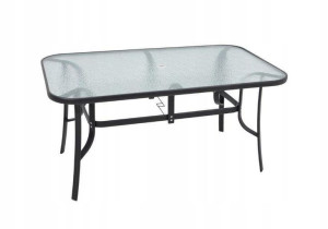 Stół ogrodowy metalowy szklany czarny 150x90cm