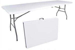 Stół cateringowy ogrodowy składany biały 180 x 76 cm