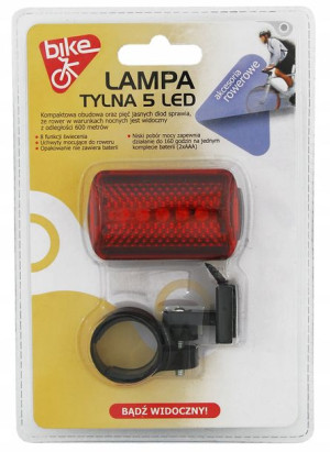 Lampa rowerowa tylna podsiodełkowa 5 LED
