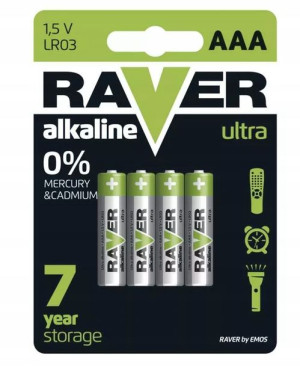 Bateria alkaiczna 1,5V LR6 AAA Raver zestaw 4 szt