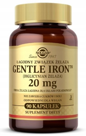 Solgar Gentle Iron Żelazo dla wegan Anemia 90 kaps