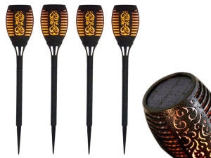 4x Lampa Solarna Wbijana Ogrodowa Pochodnia Ogień